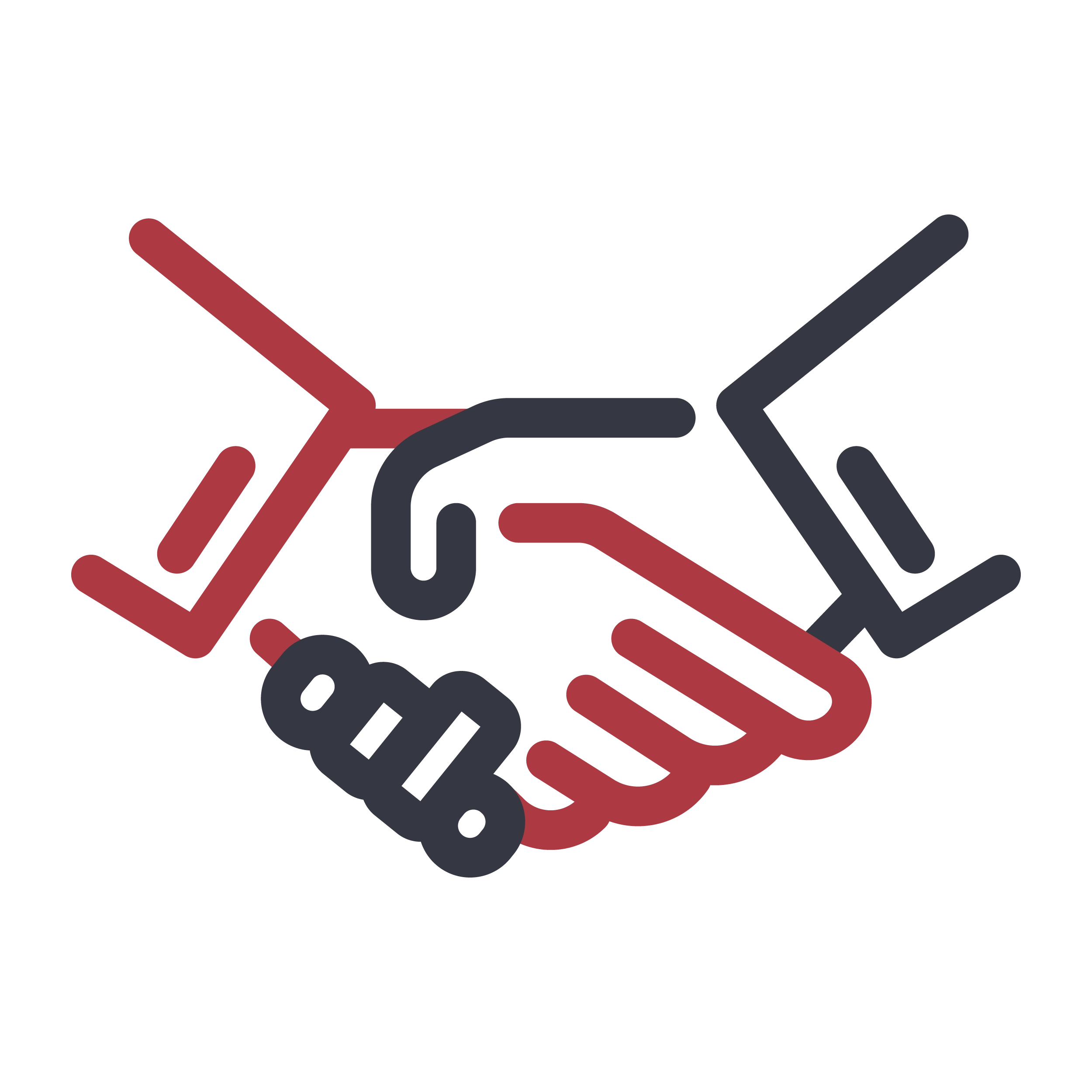 Illustration of two stylized hands, one red and one black, shaking hands on a white background, symbolizing the reliable partnership provided by our managed IT services.