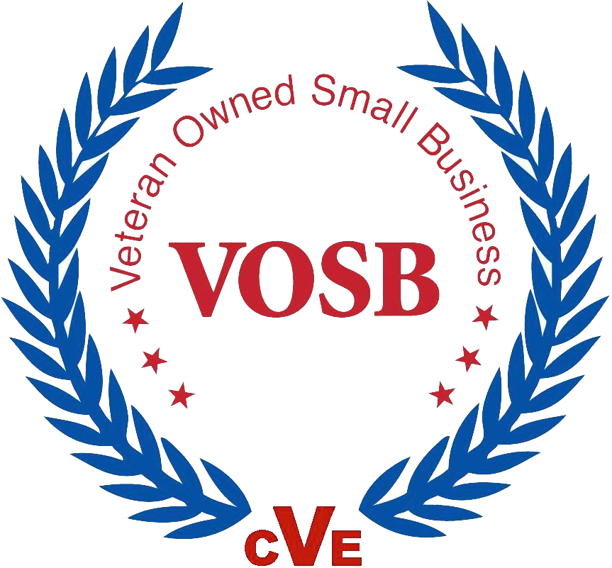 Emblem displaying 'Veteran Owned Small Business' with VOSB acronym.